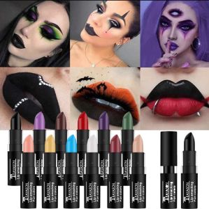 12 Colors Halloween Creative Lipstick Punk Rock Style Matte Lip Party Favors Cosmetic Waterproof Lasting Lipsticks Cosplay Makeup Tool ﻿