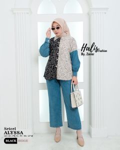 SETCEL ALYSSA ORY HALIS FASHION/SETCEL JEANS MIX RAYON ORY HALIS/BAJU SETELAN WANITA