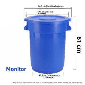 Large Outdoor round Capacity Trash Can Mobile Commercial Kitchen Courtyard Dining Wheels Big Size Garbage Bin Household Cleaning Tools