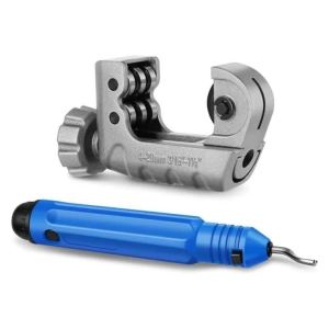 Copper Pipe Cutter Tool 3/16" to 1-1/8" (4-28mm) with Deburring Tool for Copper Alum Stainless Steel Tight Spaces Close Quarters