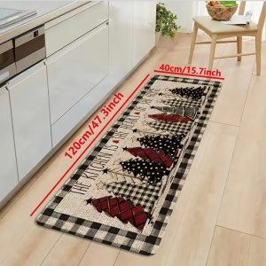 VIKAMA Christmas Tree Theme Rug Soft Non-Slip Home Decor Entrance Hall Doormat Kitchen Two-Piece Mat Set Bathroom Foot Mat