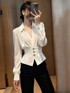 DANTING | Elegant White Velvet Shirt for Women