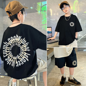 Pure Cotton Half Sleeve T-Shirt And Pants Set for Boys Summer Fashionable White T-Shirt Short Sleeve Top for Middle And Big Children