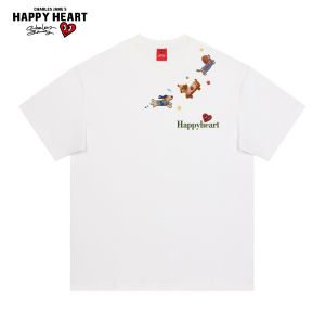 CHARLES JANGS HAPPY HEART | Cartoon Print Short Sleeve Cotton Shirt