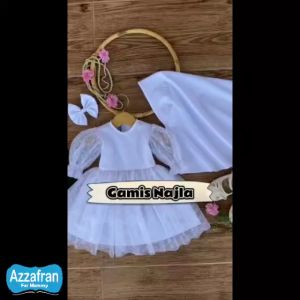 Gamis Najla PLUS Jilbab | Baju Katun Couple Anak Perempuan & Dewasa Seragam Lebaran Toyobo Terbaru