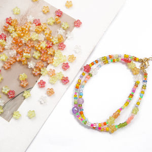 20Pcs 6.5mm Retro Cute Flower Shape Acrylic Spacer Beads AB Color Flower Beads For Jewelry Making DIY Bracelet Necklace