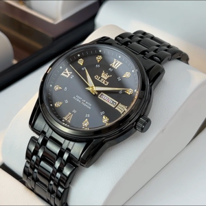OLEVS Jam Tangan Pria Anti Air Original 100% Rantai Keren Terbaru Mewah Cowok Putih Luxury Stainless Steel Watch Men Cod