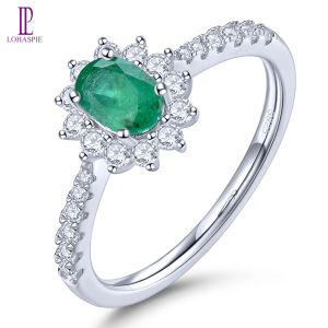 Lohaspie Jewelry Genuine Ring Silver 925 Original Natural Emerald Blue Sapphire Ring 925 Silver Ring With Stone Blue Sapphire Stone Ring For Women 925 Silver Jewelry