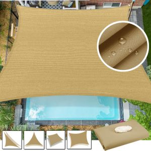 Waterproof Sand Sun Shade Sail Garden Sunscreen Heavy Duty UV Protection Awning Canopy Screen Curved Edge Cloth Sun Shelter Tent