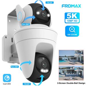 5K 10MP Wifi IP Camera 10X Zoom Dual Lens Outdoor PTZ Security Camera Auto Tracking Smart Home CCTV Cam 360° Video Surveillance