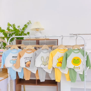 [D2] Bộ quần áo thu đông cho bé trai bé gái chất thun tăm lạnh in hình đáng yêu - DH KIDS