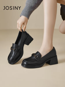 Josiny | Easy-on Heel Black Loafer Shoes