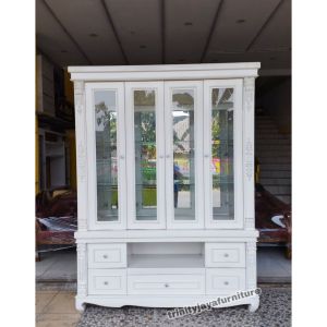 Lemari Pajangan Kaca Hias Kristal Modern Klasik trinityjayafurniture
