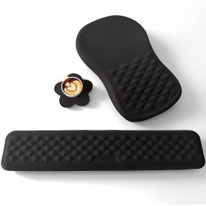 Mouse Pad Wrist Support 3 in 1 Keyboard Wrist Rest+ Ergonomic Mouse Pad Non-Slip Wrist Rest for Computer Keyboard Black