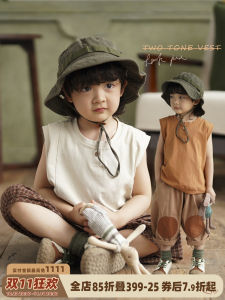 Korean Style Pure Cotton round Neck Vest Baby Summer Clothes Folded Pure Color Baby Clothes Boys Girls Childrens Polo Shirt