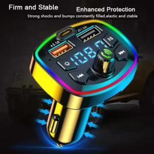 Máy Nghe Nhạc MP3 Trên Ô Tô Bộ Phát FM Bộ Thu Âm Thanh Bluetooth 5.0 Không Dây Với Bộ Sạc Nhanh USB Kép Bộ Phụ Kiện Xe Hơi Type-C Rảnh Tay