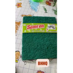Combo 10 miếng cước xanh chùi xoong nồi Samran 13.5x 16.5 cm miếng cước chùi nồi rửa chén miếng đánh bóng bề mặt kim loại.