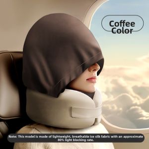 Travel U-Shaped Pillow with Hood for Neck Support Easy to Carry and Store