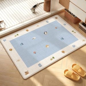 VIKAMA Cute Polka Dot Stripe Bath Mat Non-Slip Absorbent Decorative Floor Rug Washable Mat for Bathroom Entryway Bedroom Home