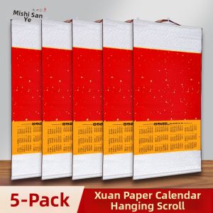 ZHAISHISANLU | Blank Red Xuan Paper Calendar Scroll Calligraphy New Year Decoration