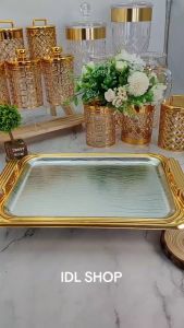 Stainless Steel Gold Plated Style Dulang Hantaran Keemasan Dulang Hidangan Dulang Majlis Perkahwinan Series Stainless Steel Plate Metal Tray