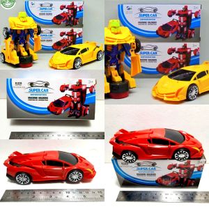 Mainan mobil jadi robot baterai ada musik lampu