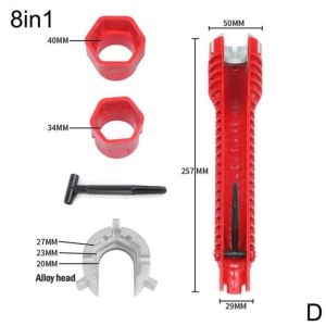 Aitemay 14-in-1 Multifunction Faucet & Sink Wrench Set Anti-Slip Plumbing Tool with Aluminum Alloy Rod Labor-Saving Design for Kitchen Bathroom Repair Includes Spirit Level