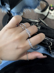 Fashionable Stackable Diamond Ring Set Womens Thin Band round Bead Ring Embedded Open Finger Ring Mixed Matching Jewelry