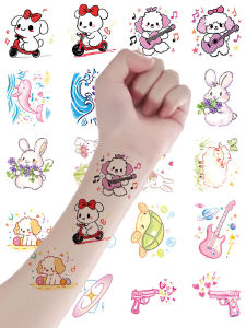 Colorful Ins Tattoo Stickers for Kids Cute Rabbit Animal Pattern Waterproof Long-lasting Easy to Peel High Aesthetic Arm Stickers