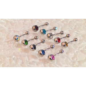 [SG Local Seller] Belly Button Rings Navel Jewelry Surgical Steel Crystals Bars  (1.6x10 x5/8mm)
