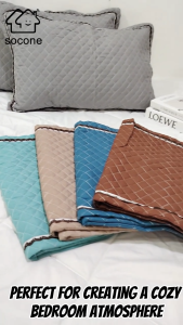 Socone 2pcs Pillow Case Elegant Solid Color Design Cotton Pillow Case-With Zipper 18x28inches