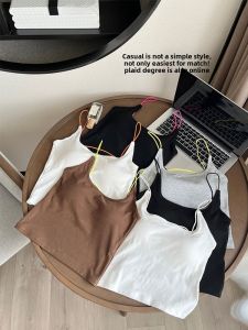 New Womens Pure Cotton Cross Backless Vest Versatile Solid Color Spicy Girl Color Block Design Sensation Cross Back Beautiful Back