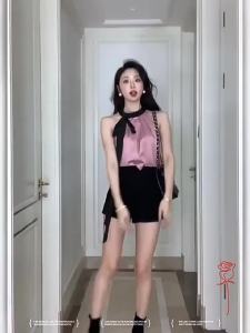 chaqi | Áo Blouse Tím Dây Quai Eo Sang Trọng Mùa Hè