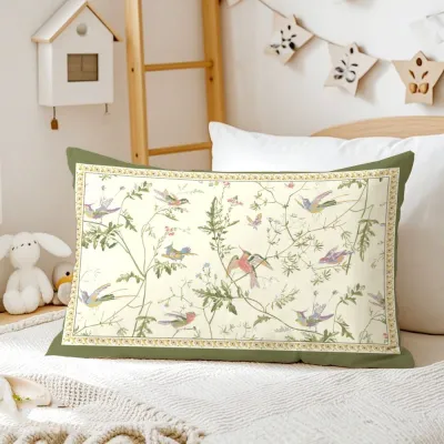 Chinese Classical Flower And Bird Pillow Backrest Pad Home Sofa Decorative Office Nap Pillow Lumbar Support Pillow