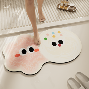 พื้นรองเท้าห้องน้ำดูดซับน้ำได้ดี พื้นรองเท้ากันลื่นสำหรับประตูห้องน้ำและห้องครัว พื้นรองเท้าแบบแห้งเร็ว พื้นรองเท้าสไตล์โมเดิร์นสีสันสดใส