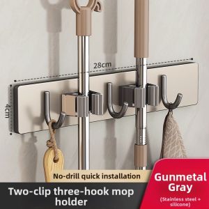 B&W | No Drilling Strong Wall Mount Holder for Mops and Brooms in Bathroom