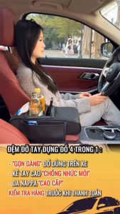 Đệm Tỳ Tay Ô Tô Da PU Thiết Kế Mới Nhất Đa Chức Năng Đựng Nước Rút Giấy Cất Điện Thoại Túi Để Đồ Tiện Lợi Cao Cấp