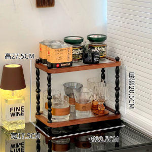 Retro Style Solid Wood Coffee Corner Decoration Rack Cup Holder Coffee Machine Display Stand Storage Cabinet Home Furniture