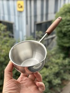 Yu Mom Home Use Long Handle 304 Stainless Steel Spill Oil Small Pot Fried Oil Pan Hot Oil Pot Kitchen Cooking Utensils