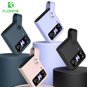 FLOVEME With Portable Hand Strap Phone Case For OPPO Find N2 Flip N3 Flip 5G Matte Silicone Leather Adjustable Bracket Holder Shockproof Back Cover For OPPO Find N2 Flip N3 Flip