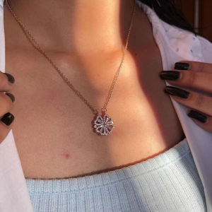 Magnet Heart Four Leaf Clover Pendant Necklaces For Women Stainless Steel Crystal Heart Necklace Birthday Jewelry Gift bff