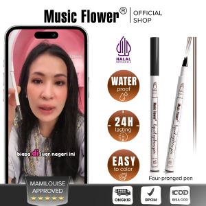 Music Flower 4 Garpu Natural Eyebrow Pen eyebrows Pensil Alis 24 Hours  Water-Soluble Waterproof Makeup Pen Line Tattoo Sense Of Super Durable Long-wear 4 lines per time - 2 colors available