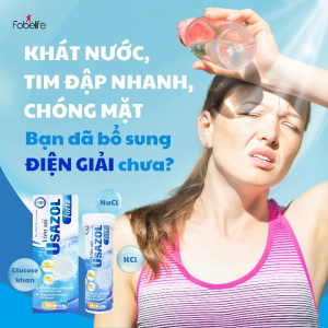 Viên Sủi Usazol Fobe Bổ Sung Điện Giải Cơ Thể N2 - Hộp 10 viên