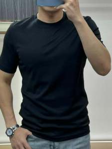 Heavyweight Summer New Mens Simple Solid Color round Neck Short Sleeve T-Shirt Soft Comfortable Casual Versatile Slimming Top