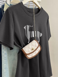 Áo Thun Nữ Tay Ngắn Co Giãn in Họa Tiết Màu Cam Mùa Hè Dáng Ôm Vừa Vặn Vai Áo Ngắn Thương Hiệu Wan Er Lian Phong Cách Hàn Quốc