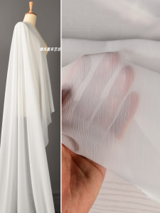 ผ้าชีฟองโปร่งสีขาว น้ำหนักเบา นุ่ม ใส ผ้าชีฟองโปร่งบางสำหรับผ้าคลุมไหล่ ผ้าชั้นในกระโปรง ผ้า DIY งานฝีมือ