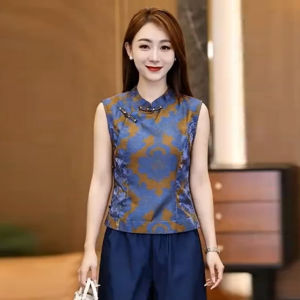 YOUFAN | Chinese Vintage Style Sleeveless Summer Shirt