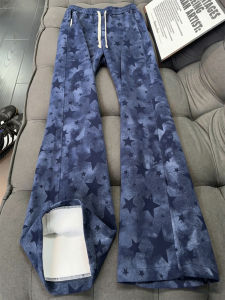 LIUBU | Quần Tây Nam Phong Cách Đường Phố Mỹ In Hình Sao Dye Indigo