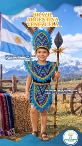 United Nation Brazil Argentina Venezuela Costume with Cape for United Nation Attire for UN Events for Kids