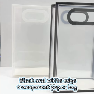 (READY STOCK) Beg Lutsinar Tahan Lasak Kukuh Black White Edge Transparent Reusable Waterproof Paper Bag 透明防水环保耐用大容量可重复使用
